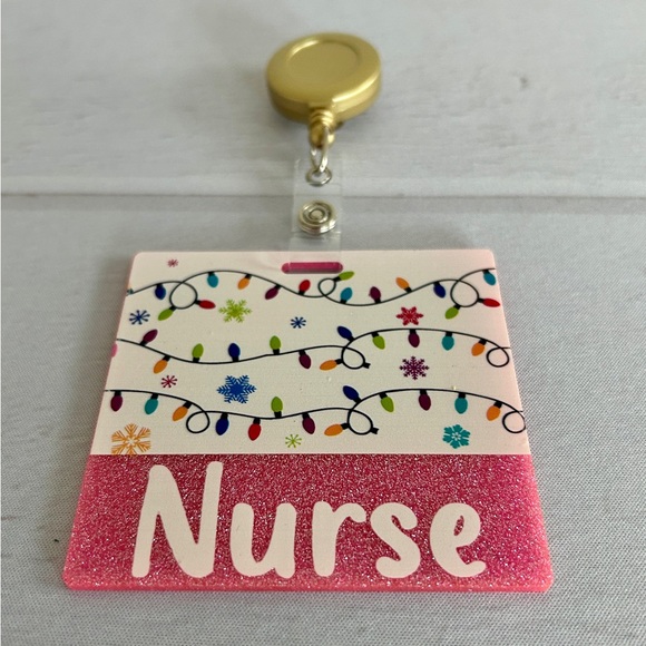 Glitter Badge Buddy | Nurse Card Holder | RN ID Tag Backer and Retractable Reel - Picture 8 of 11